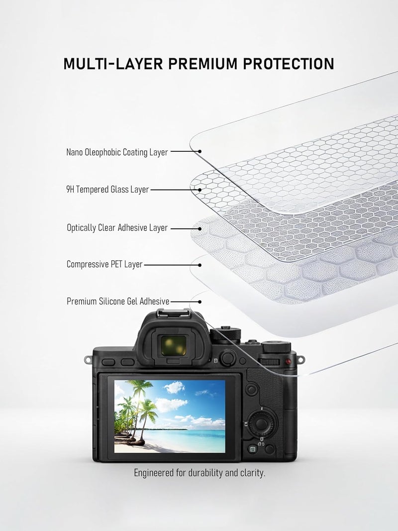 iDaPro Screen Protector for Canon EOS R50 V R50V/EOS R100 /EOS R10 + Hand Lanyard [3+1 Pack] Tempered Glass,9H Hardness,Anti-Scratch,Anti-Bubble,Easy Installation - Image 4